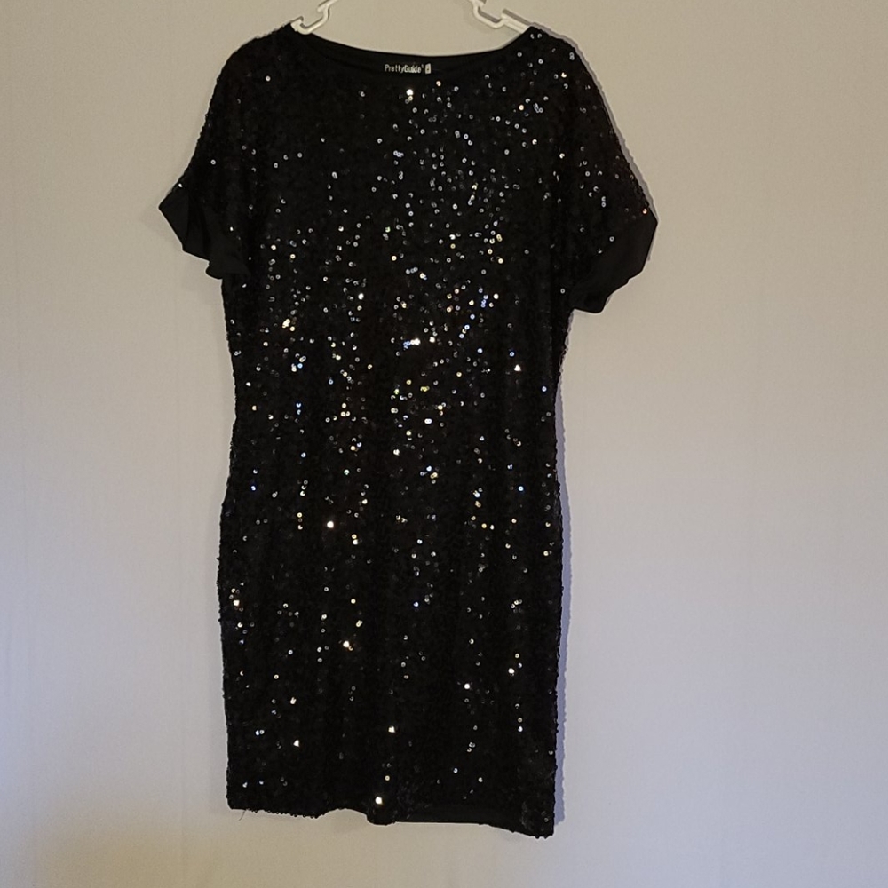 Black Body Con Sequin Dress